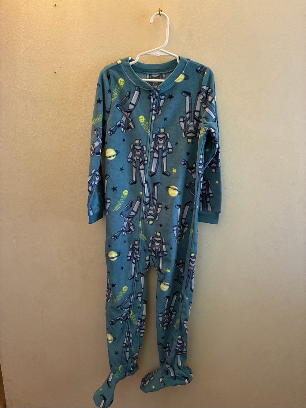 Kids Blue Robot Space One-Piece Pajamas